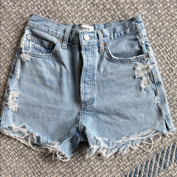 Agolde Pants - Agolde Women's Frayed Hem Jean Shorts - Light Blue